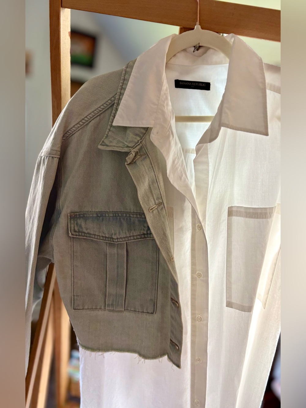 Banana Republic Sleeveless Shirt Dress | White | size XL & FREE NWT Jean Jacket